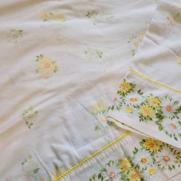 Morgan Jones Vintage Double Full Flat Sheet Pillowcase No Iron Muslin floral - Picture 3 of 12